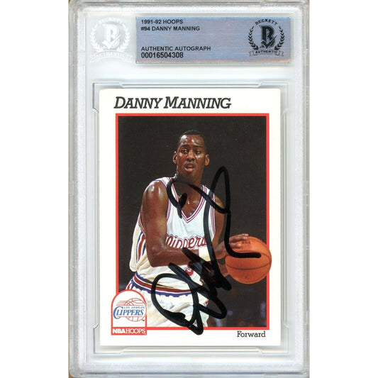 1991-92 NBA Hoops #94 — Danny Manning Los Angeles Clippers Autographed Trading Card — Beckett Authentication