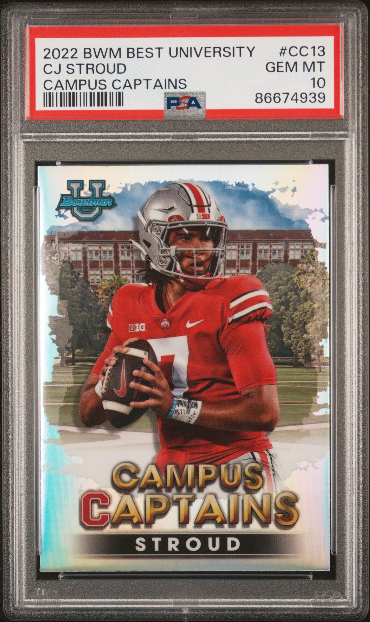 Graded 2022 Topps Bowman Best University CJ Stroud #CC13 Campus Captains Rookie RC Football Card PSA 10 Gem Mint