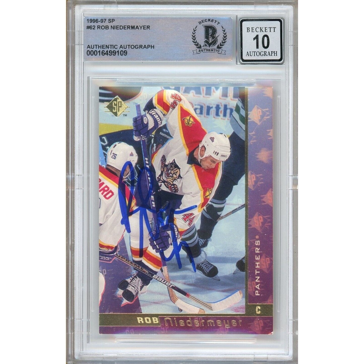Rob Niedermayer Florida Panthers Signed 1996-97 Upper Deck SP Card BGS Auto 10 Graded