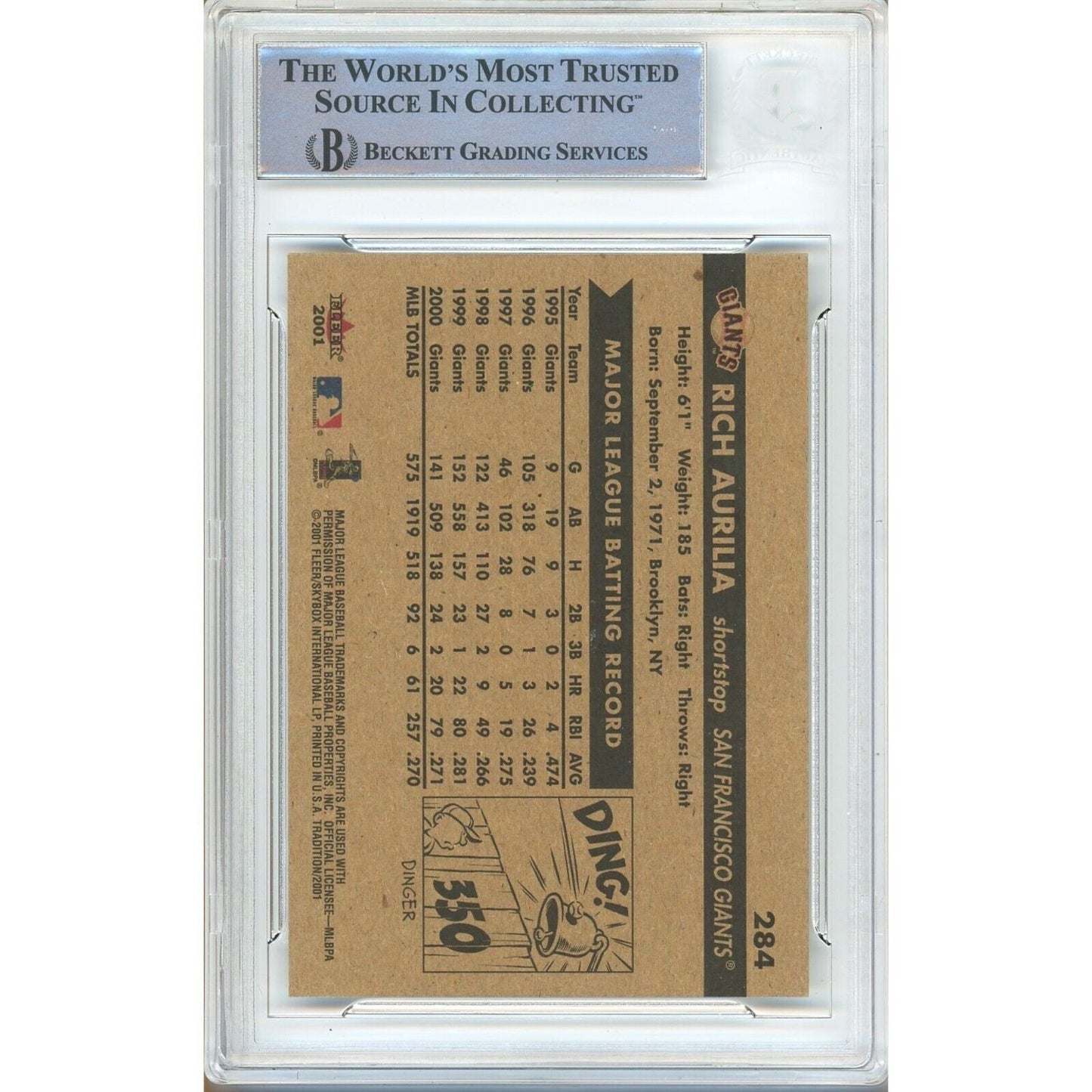 Rich Aurilia San Francisco Giants Signed 2001 Fleer Tradition Card Beckett Authentic Auto