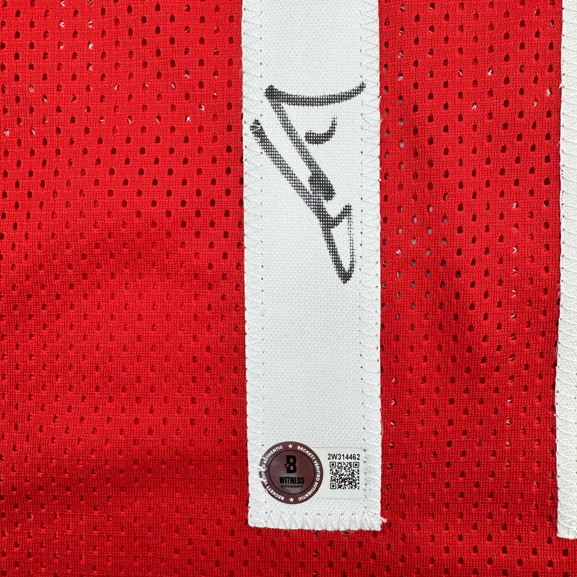 Autographed/Signed Yao Ming Houston Red Basketball Jersey Beckett BAS COA - Sport Cards