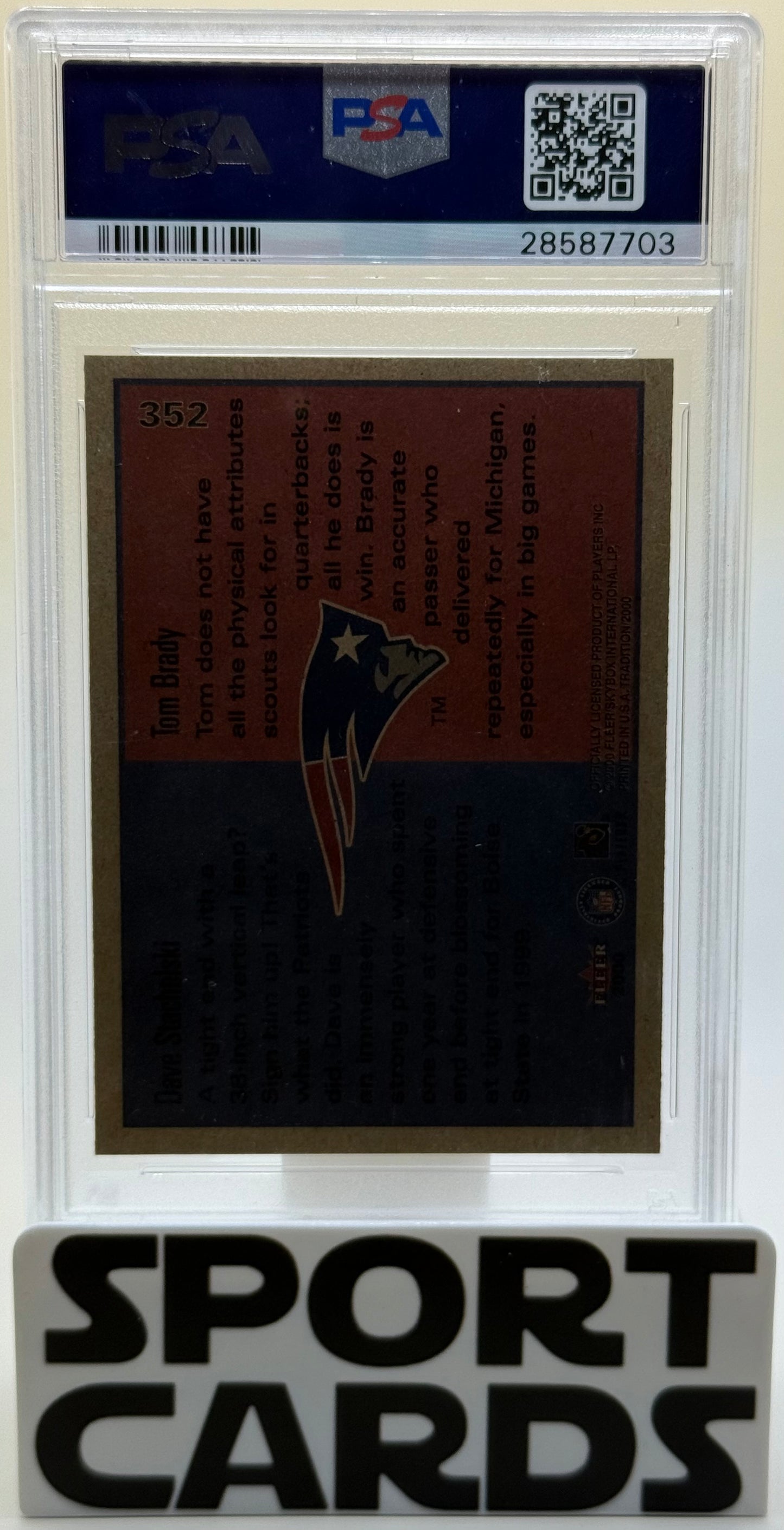 2000 Fleer Tradition #352 Dave Stachelski / Tom Brady PSA 9 SportCards.com