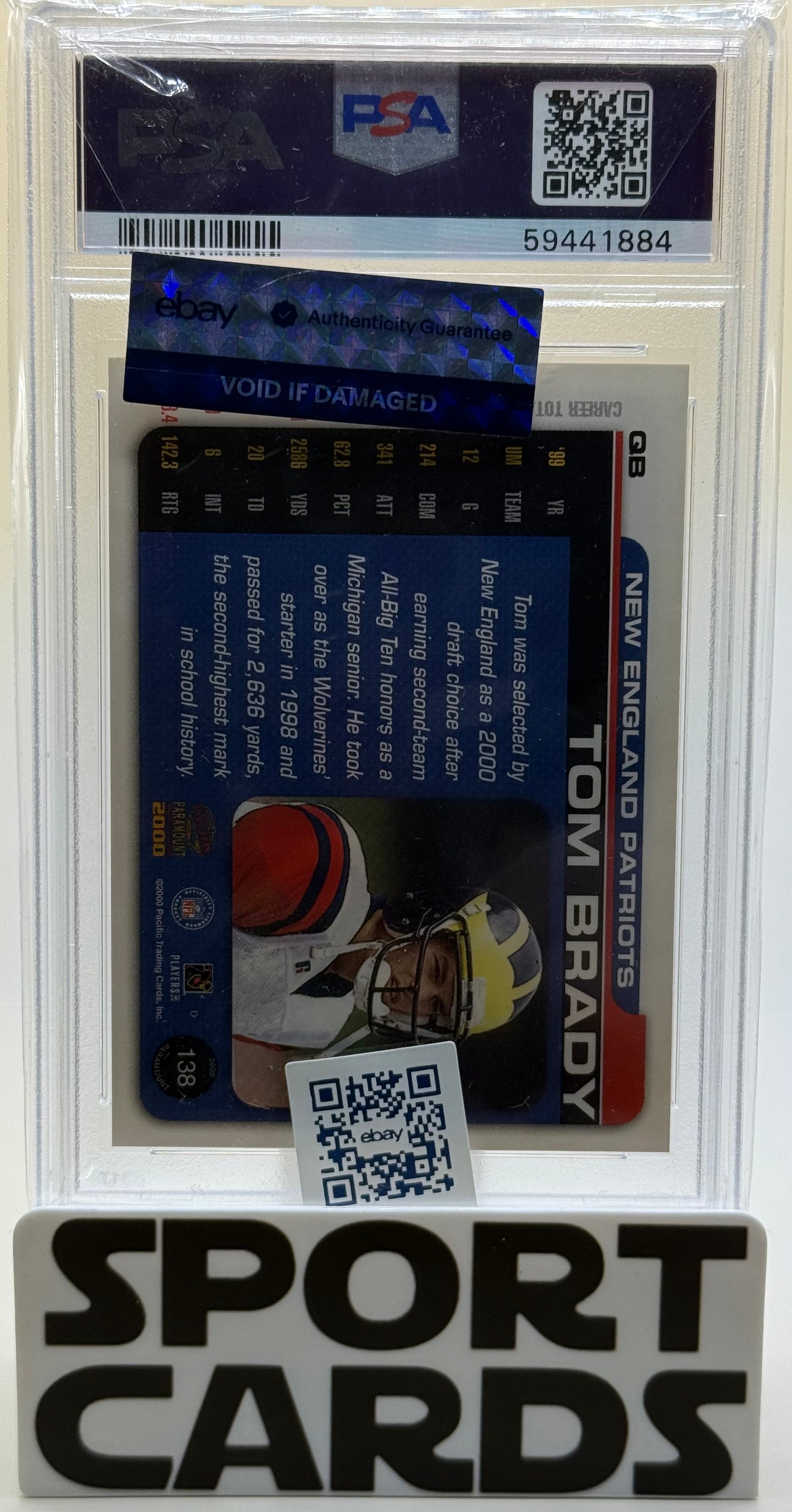 2000 Pacific Paramount #138 Tom Brady PSA 9 SportCards.com