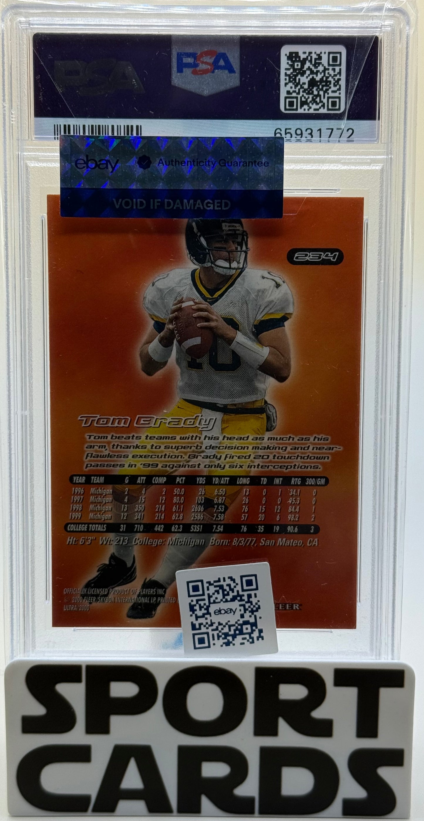 2000 Ultra #234 Tom Brady PSA 9 SportCards.com