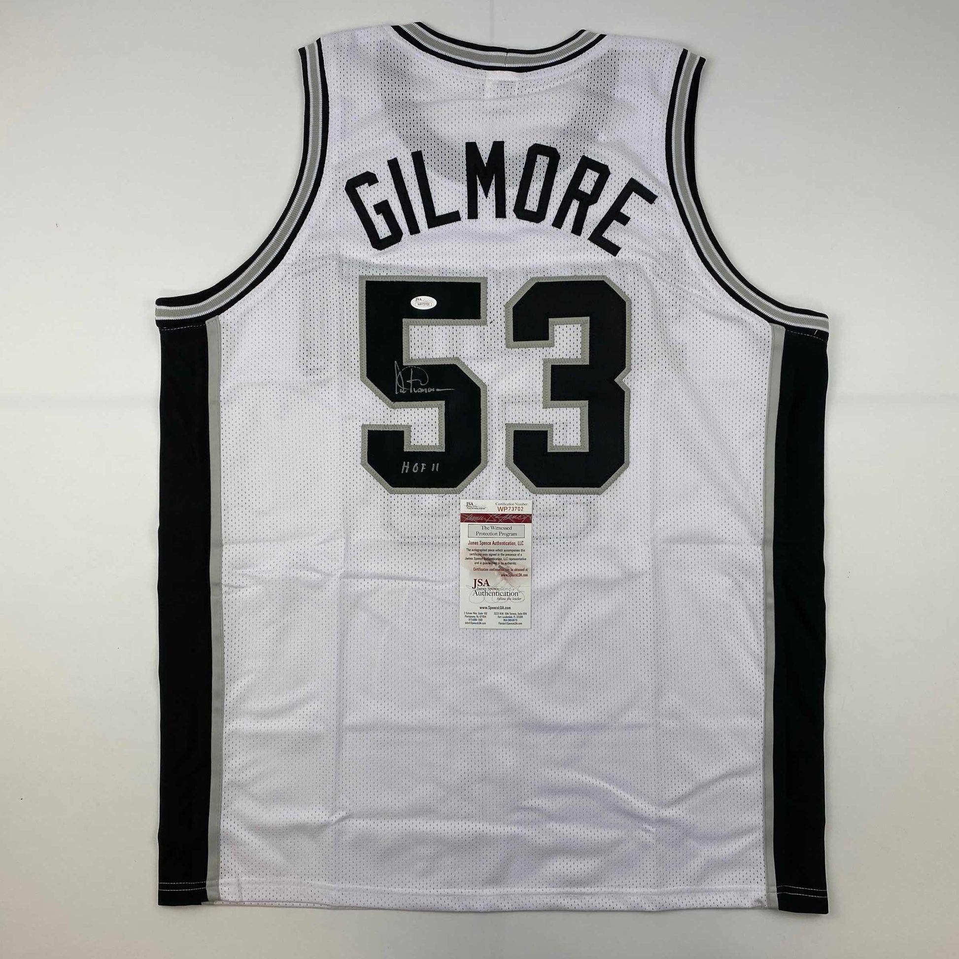 Autographed/Signed Artis Gilmore HOF 11 San Antonio White Basketball Jersey JSA COA - Sport Cards