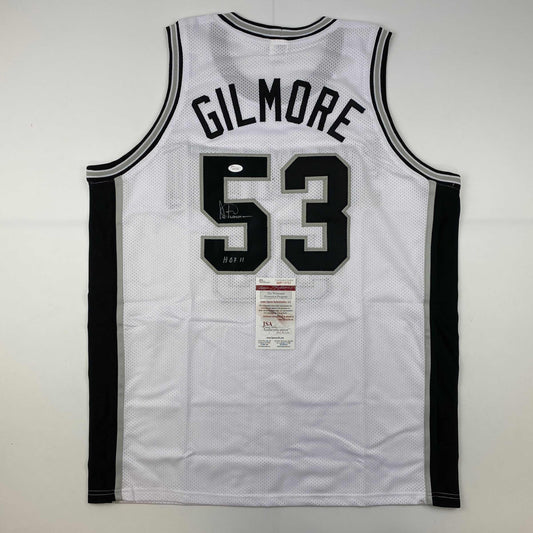Autographed/Signed Artis Gilmore HOF 11 San Antonio White Basketball Jersey JSA COA - Sport Cards