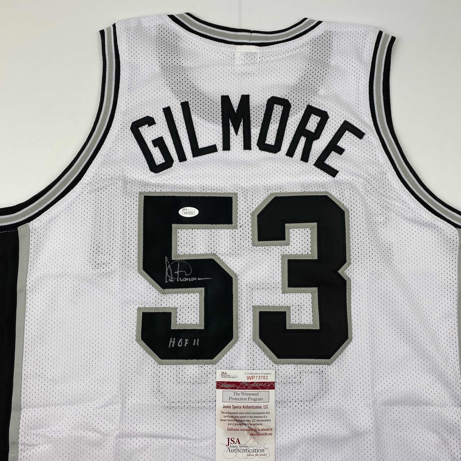 Autographed/Signed Artis Gilmore HOF 11 San Antonio White Basketball Jersey JSA COA - Sport Cards