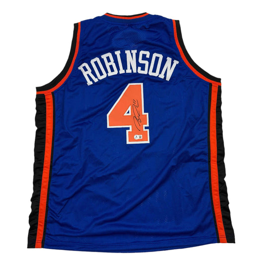 Autographed/Signed Nate Robinson New York Blue Basketball Jersey Beckett BAS COA - Sport Cards