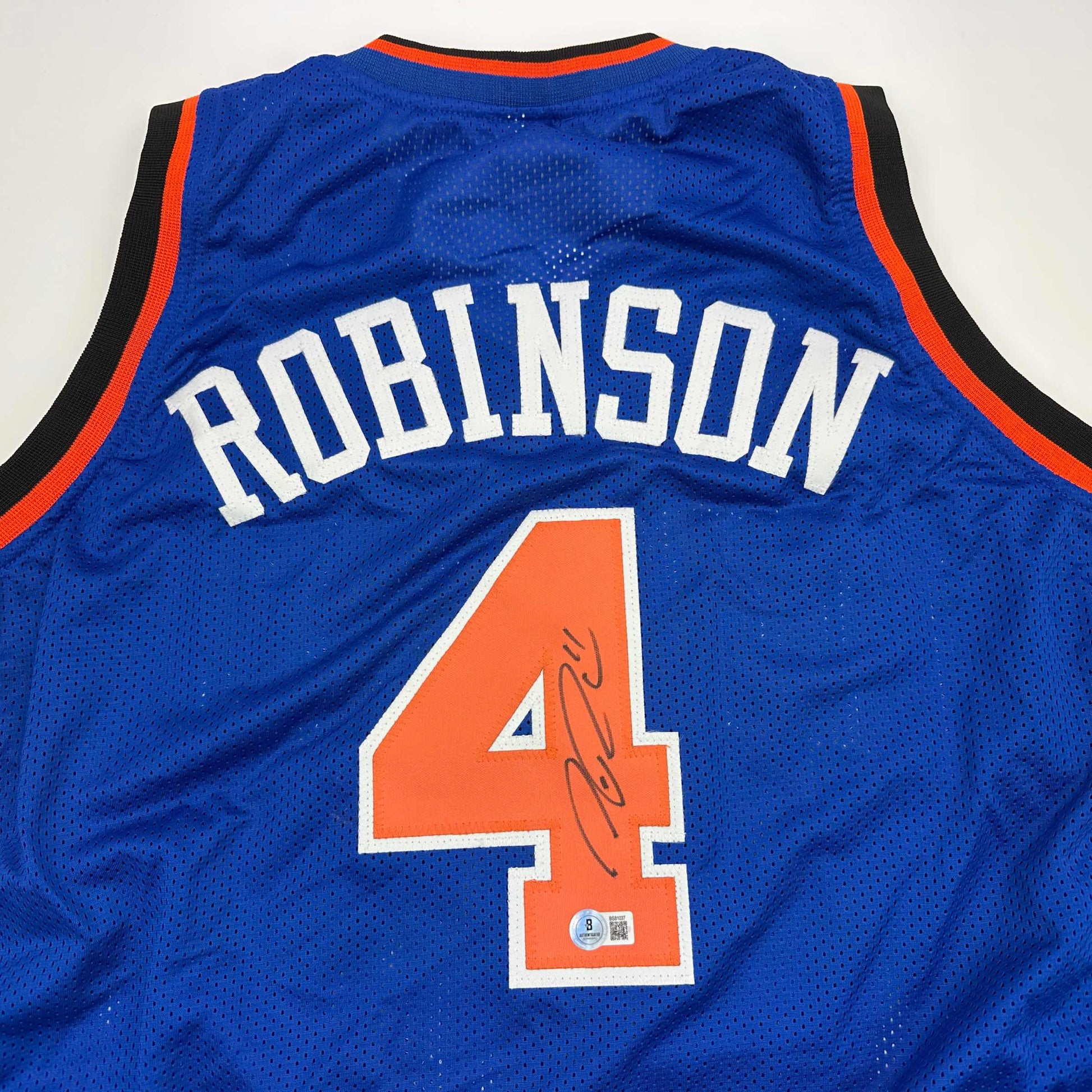 Autographed/Signed Nate Robinson New York Blue Basketball Jersey Beckett BAS COA - Sport Cards