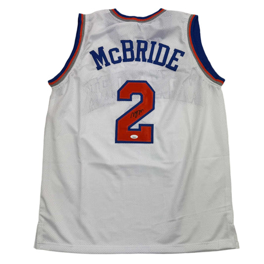 Autographed/Signed Miles Deuce McBride New York White Basketball Jersey JSA COA - Sport Cards