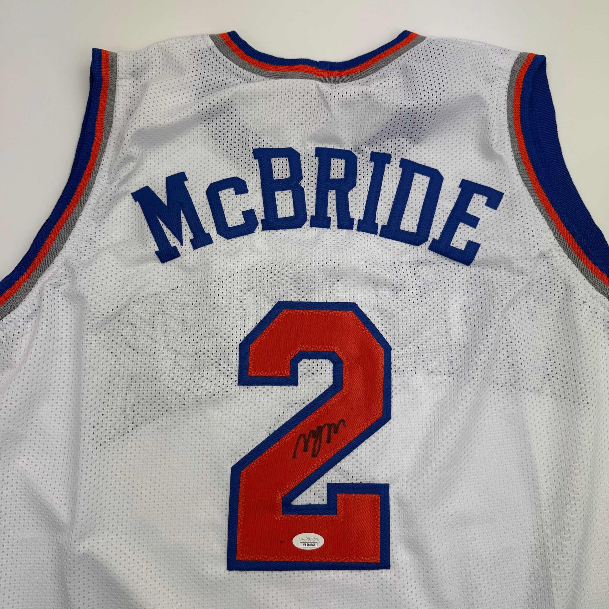 Autographed/Signed Miles Deuce McBride New York White Basketball Jersey JSA COA - Sport Cards