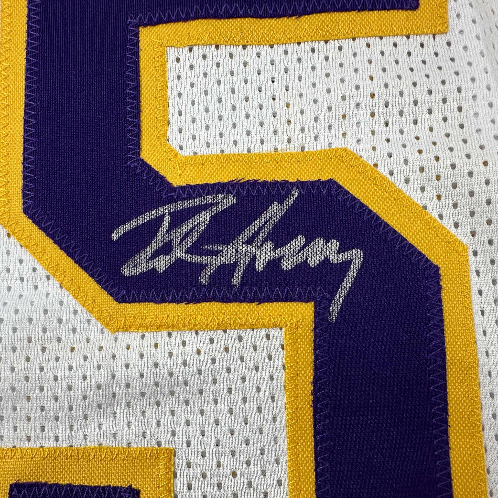 Autographed/Signed Robert Horry Los Angeles LA White Basketball Jersey Beckett BAS COA - Sport Cards