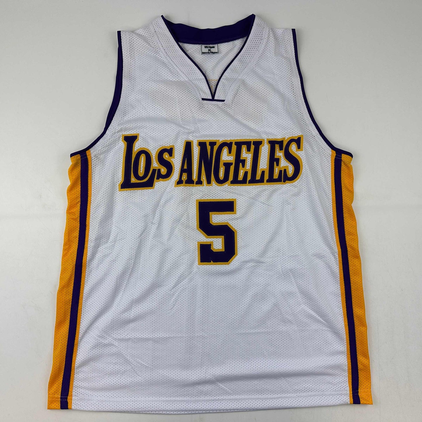 Autographed/Signed Robert Horry Los Angeles LA White Basketball Jersey Beckett BAS COA - Sport Cards