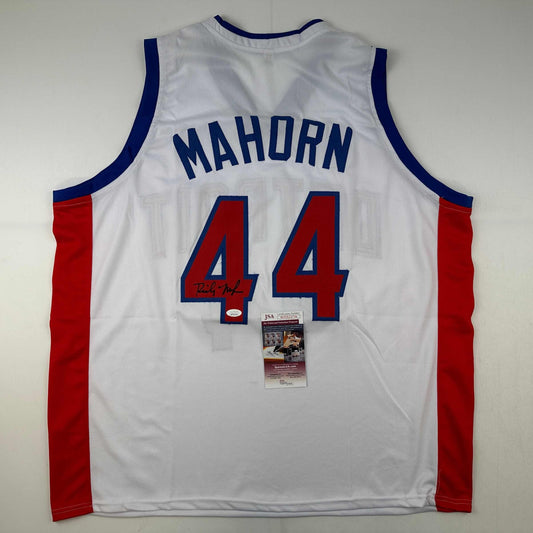 Autographed/Signed Rick Mahorn Detroit White Basketball Jersey JSA COA - Sport Cards