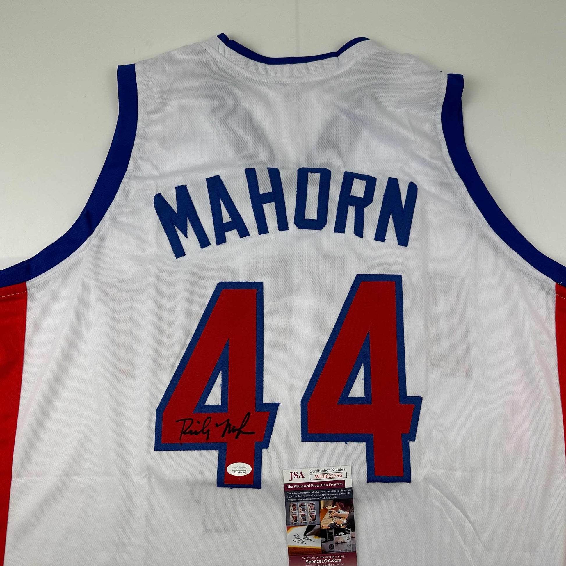 Autographed/Signed Rick Mahorn Detroit White Basketball Jersey JSA COA - Sport Cards
