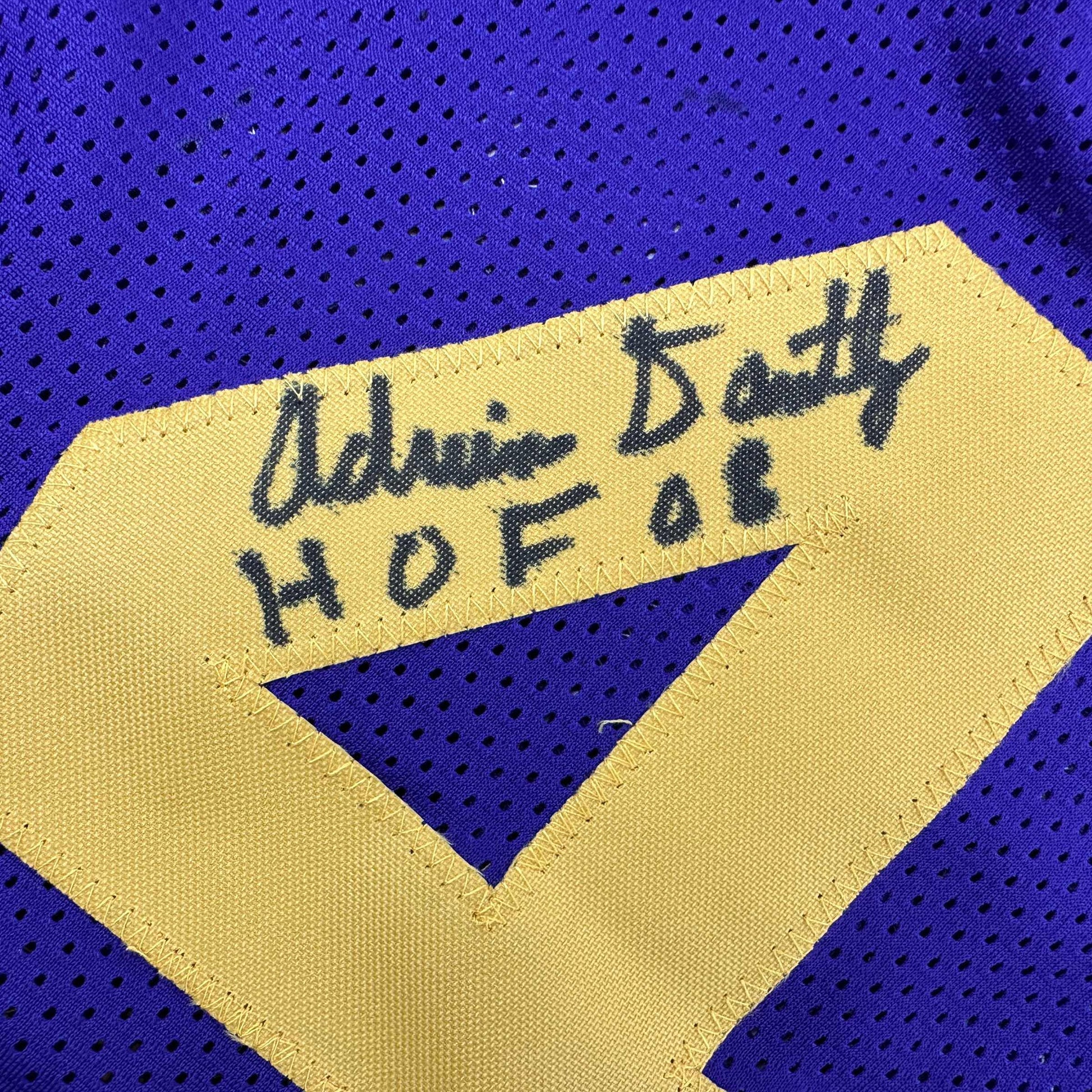 Autographed/Signed Adrian Dantley HOF 2008 Utah Purple Basketball Jersey Beckett BAS COA - Sport Cards