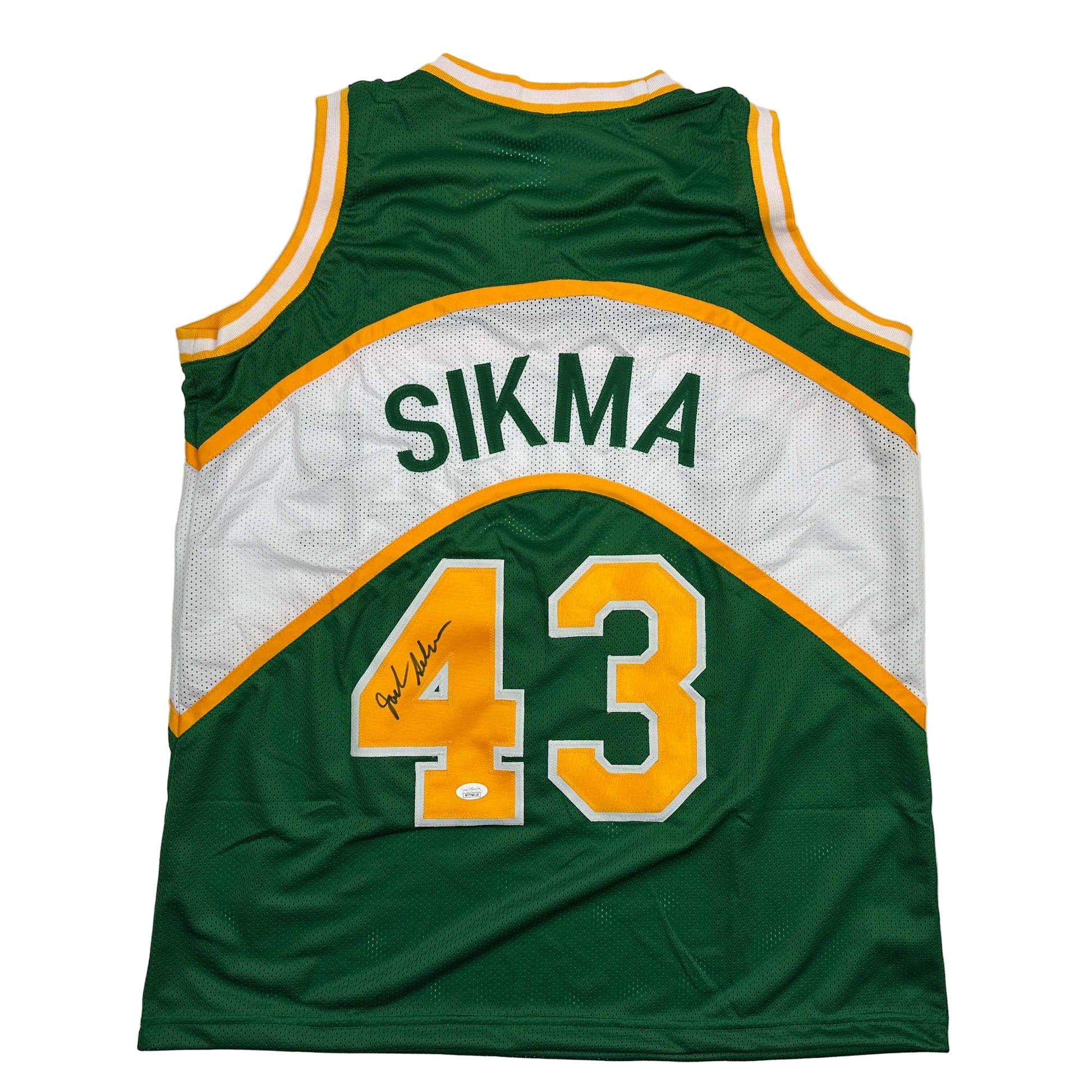 Autographed/Signed Jack Sikma Seattle Green Basketball Jersey JSA COA - Sport Cards