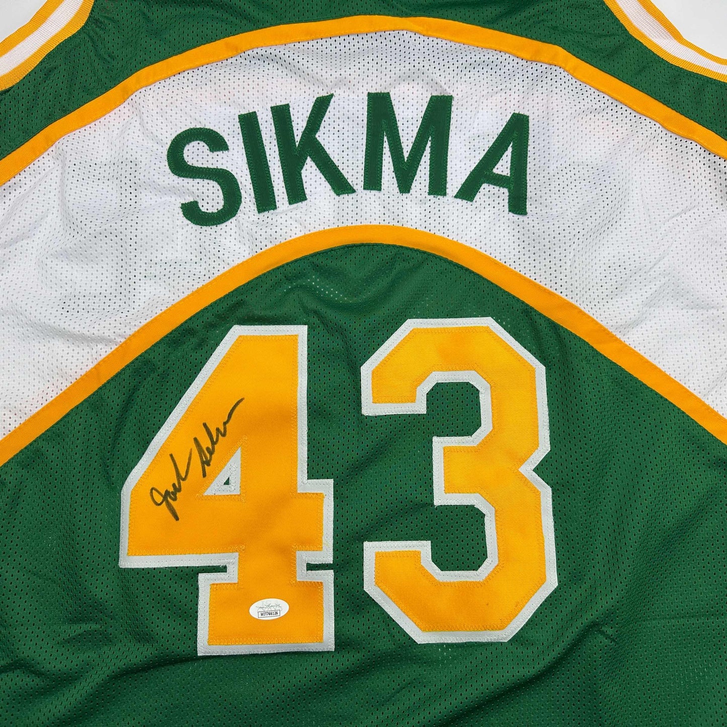 Autographed/Signed Jack Sikma Seattle Green Basketball Jersey JSA COA - Sport Cards