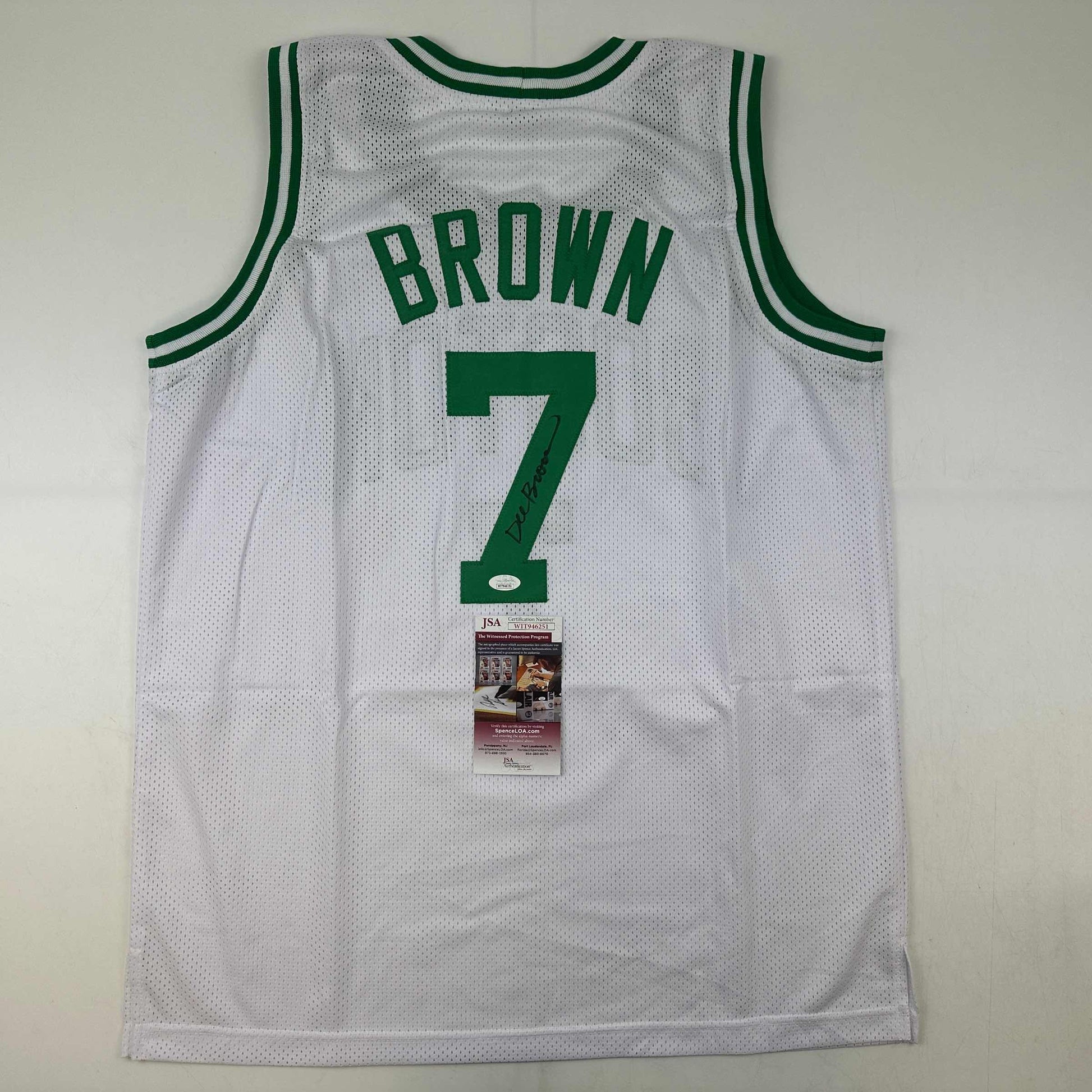 Autographed/Signed Dee Brown Boston White Basketball Jersey JSA COA - Sport Cards