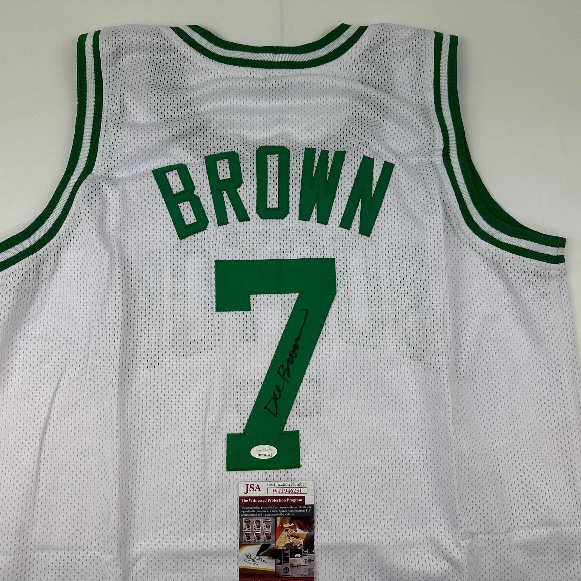 Autographed/Signed Dee Brown Boston White Basketball Jersey JSA COA - Sport Cards