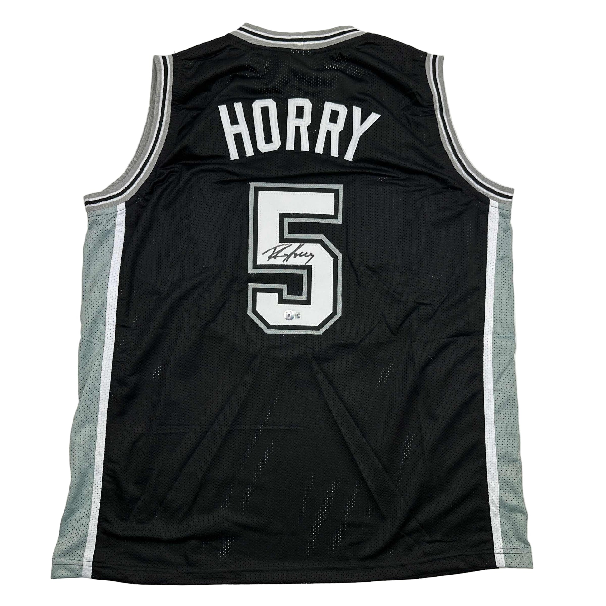 Autographed/Signed Robert Horry San Antonio Black Basketball Jersey Beckett BAS COA - Sport Cards