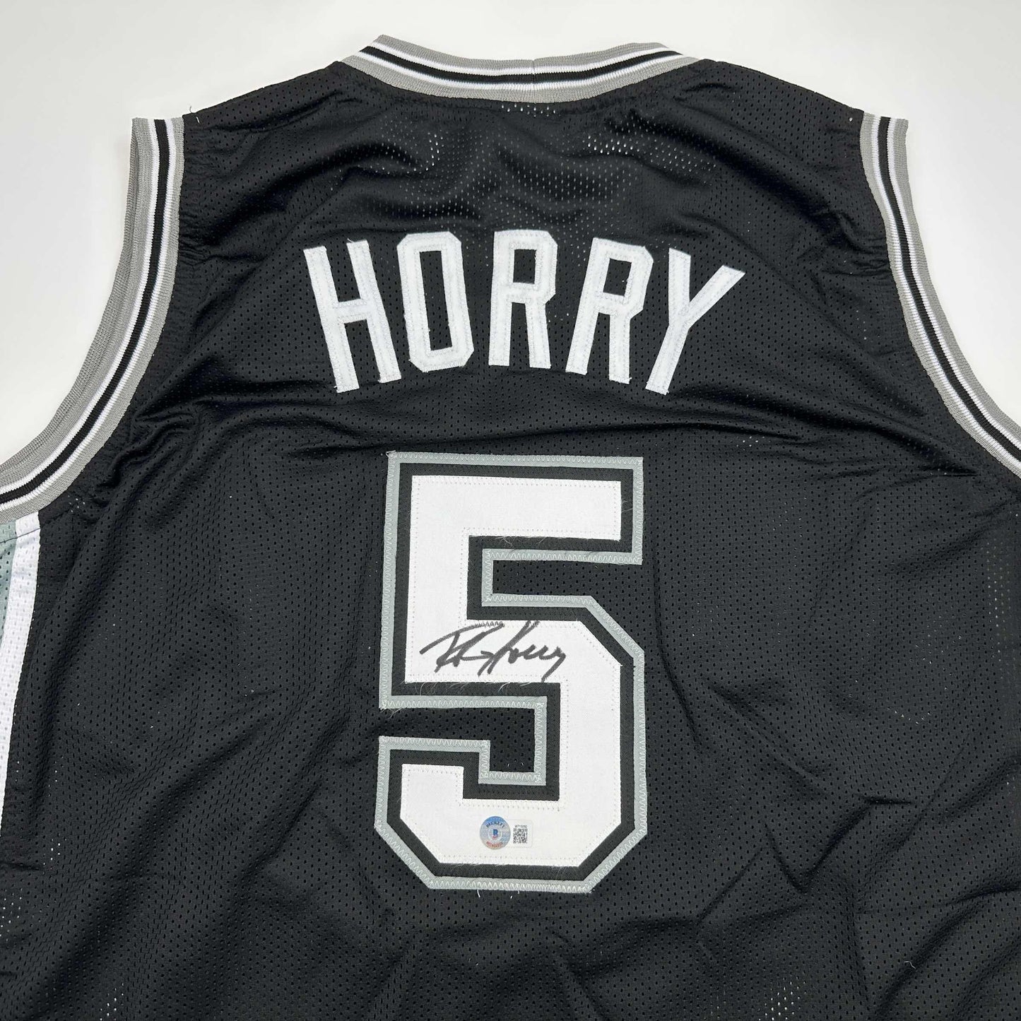 Autographed/Signed Robert Horry San Antonio Black Basketball Jersey Beckett BAS COA - Sport Cards