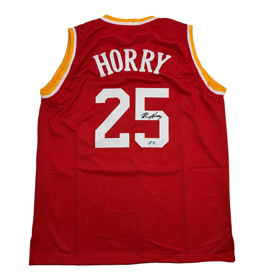 Autographed/Signed Robert Horry Houston Red Basketball Jersey Beckett BAS COA - Sport Cards