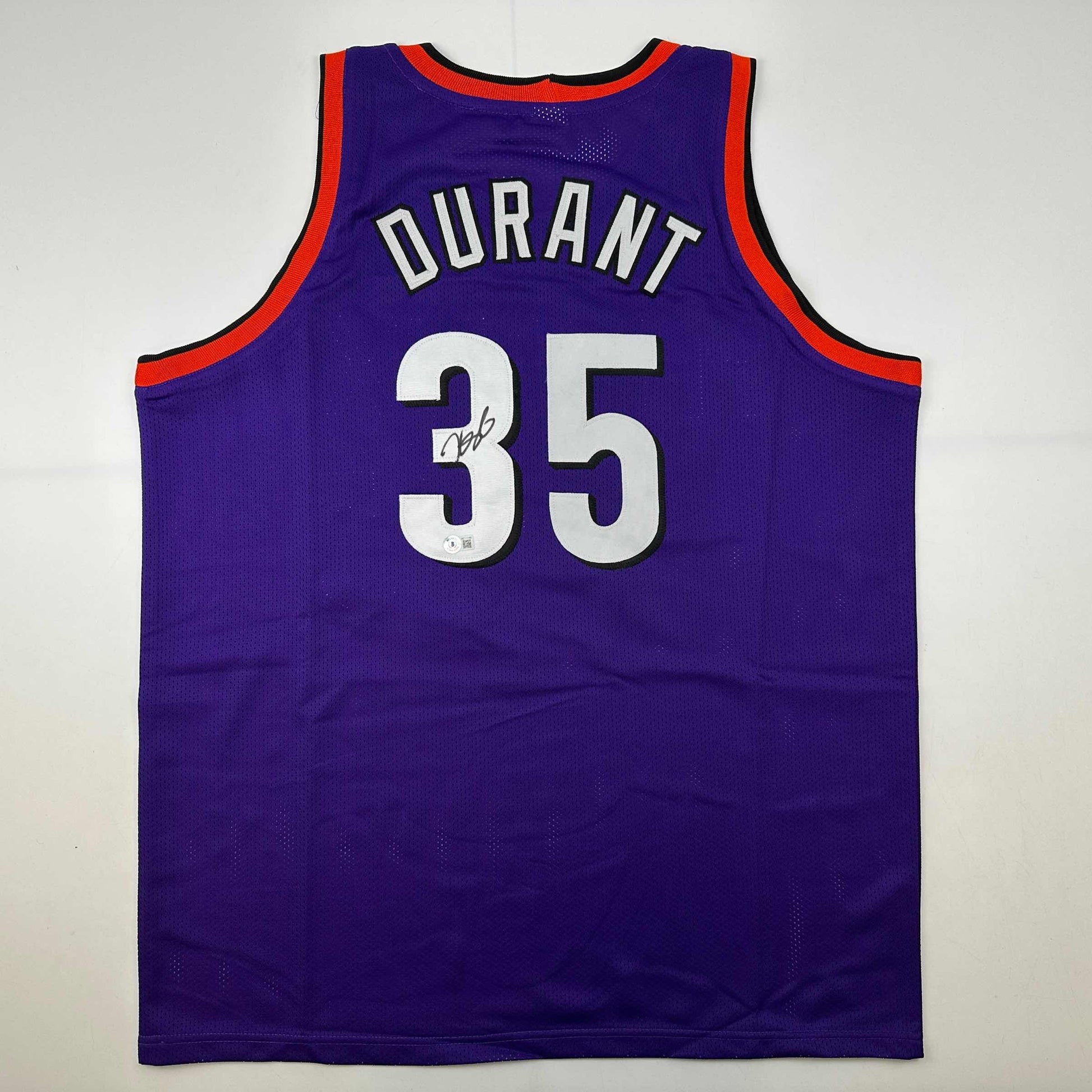 Autographed/Signed Kevin Durant Phoenix Purple Basketball Jersey Beckett BAS COA - Sport Cards