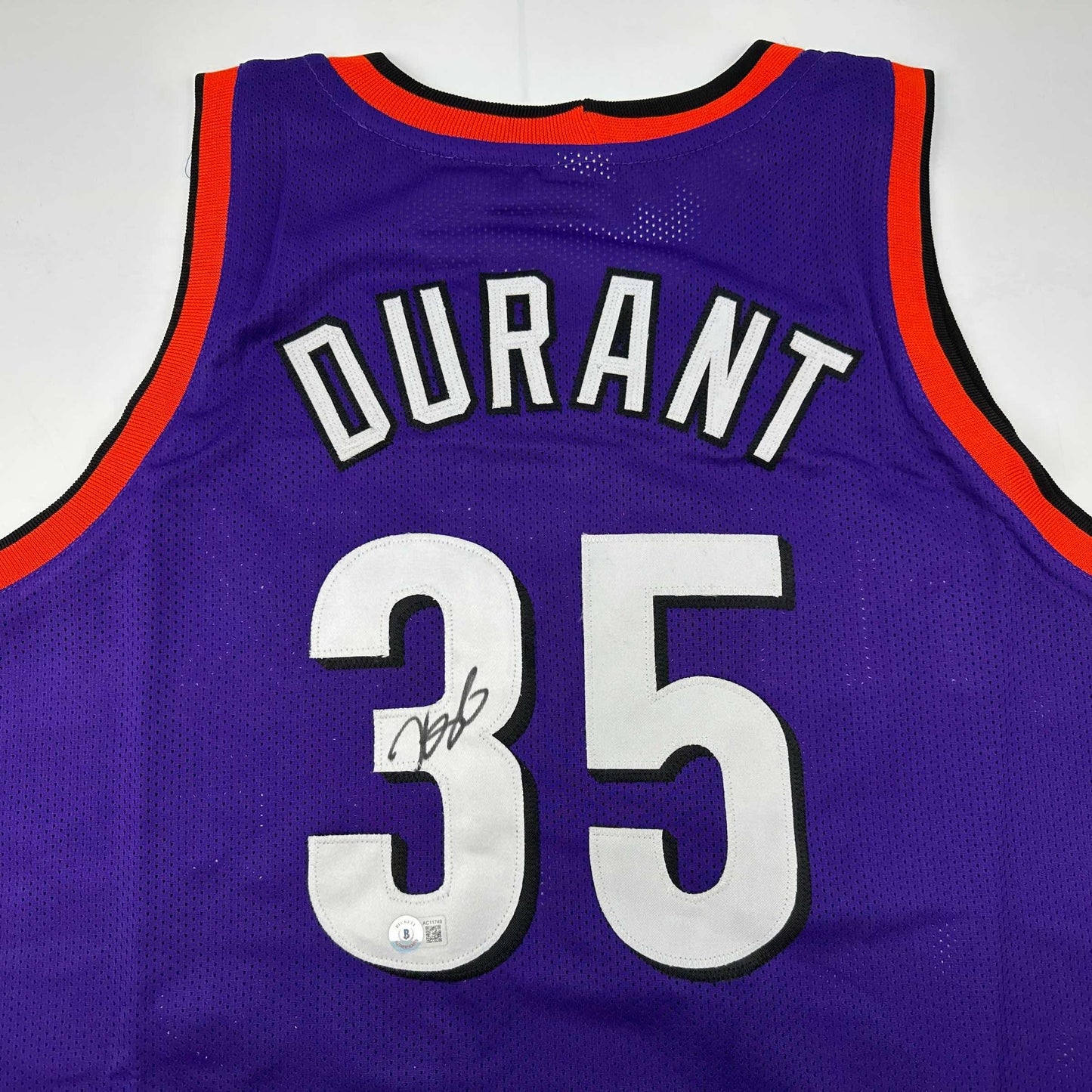 Autographed/Signed Kevin Durant Phoenix Purple Basketball Jersey Beckett BAS COA - Sport Cards