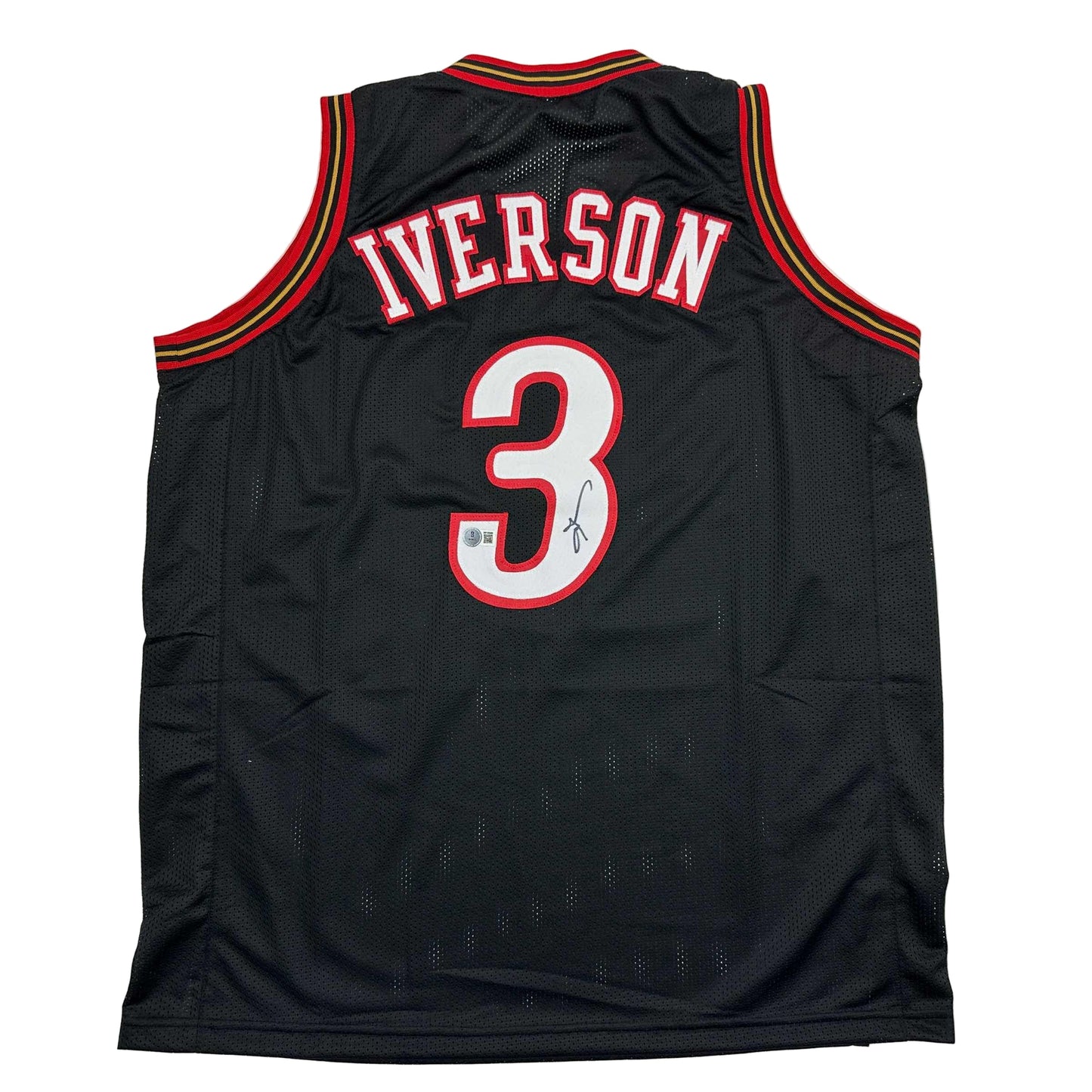 Autographed/Signed Allen Iverson Philadelphia Black Basketball Jersey Beckett BAS COA