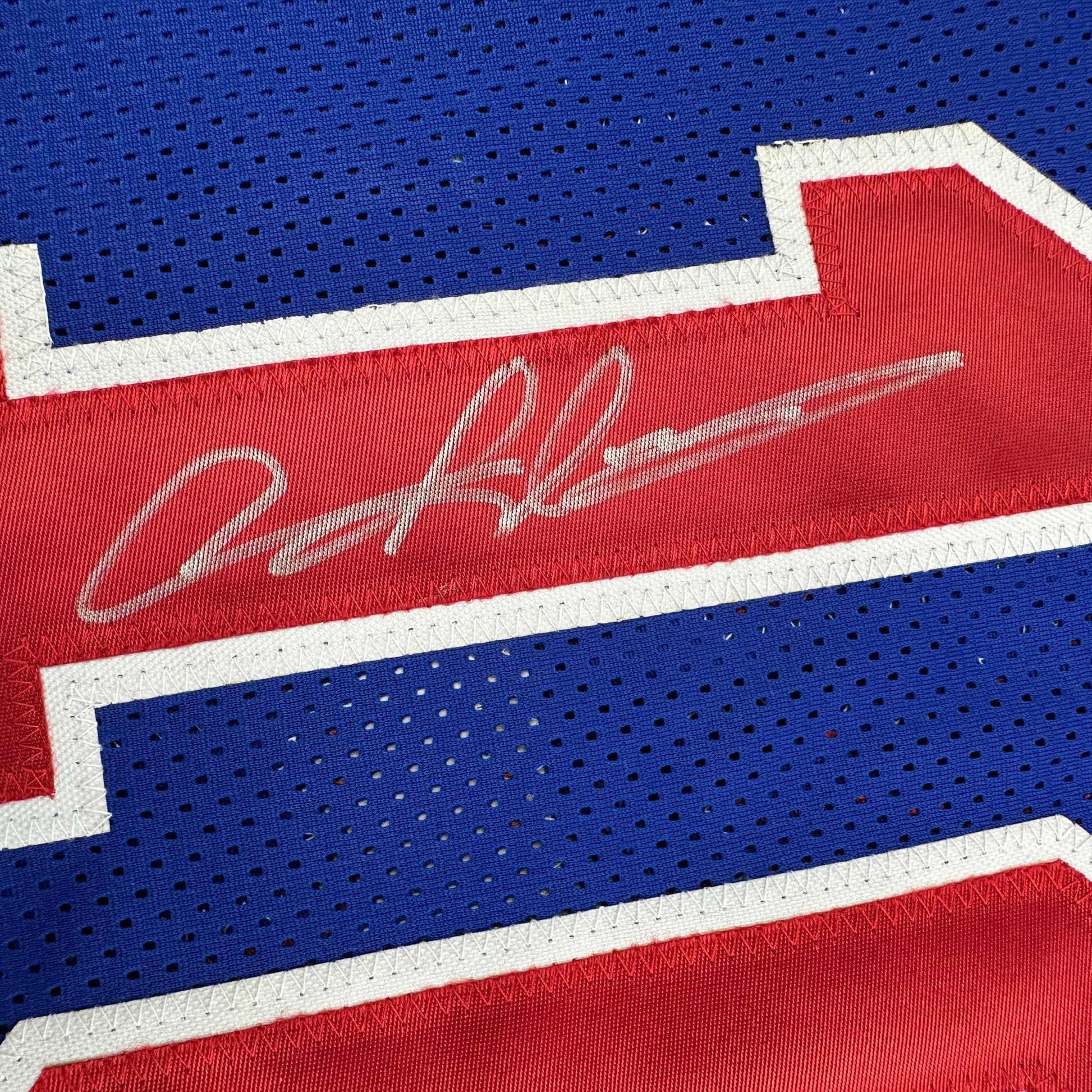 Autographed/Signed Dennis Rodman Detroit Blue Basketball Jersey Beckett BAS COA - Sport Cards