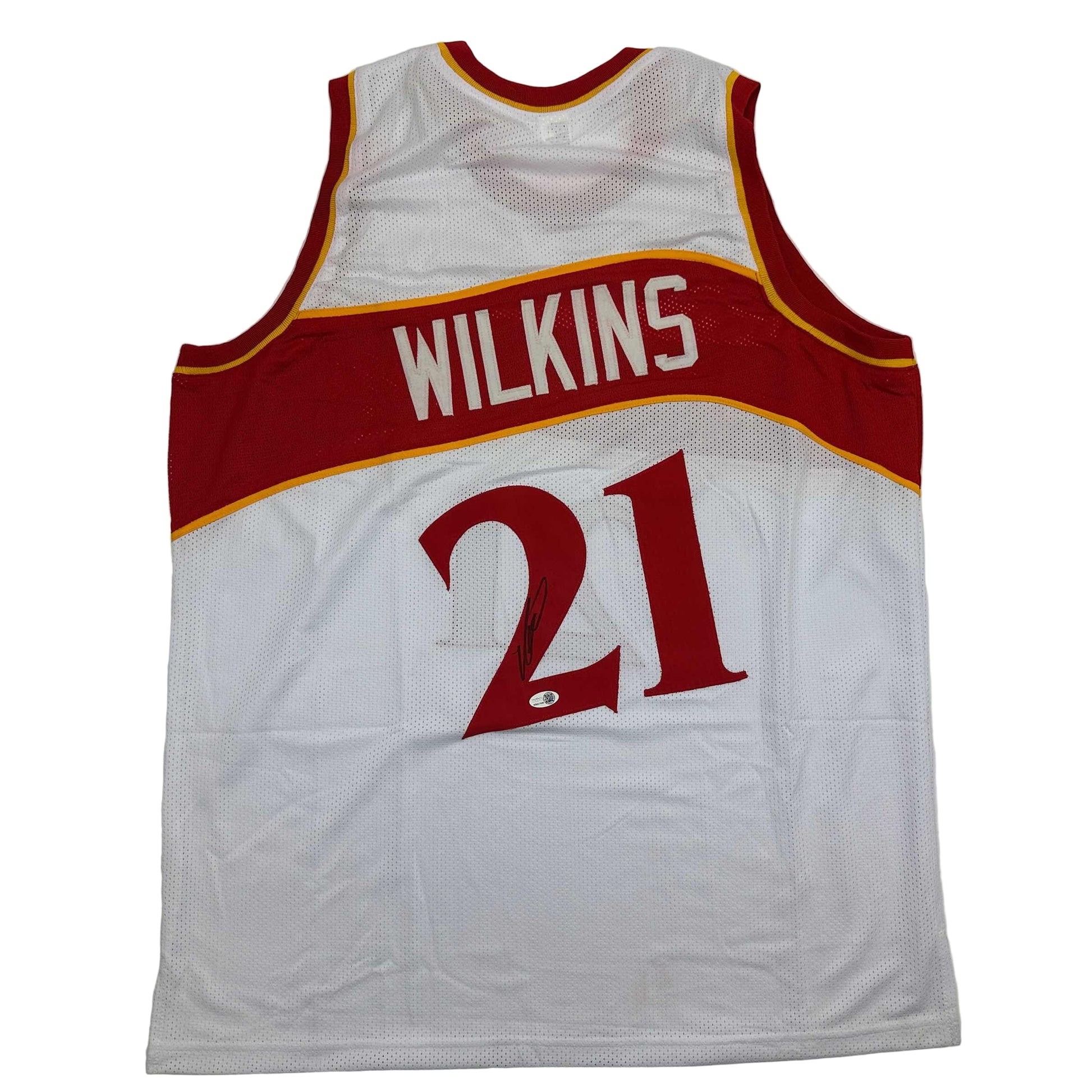 Autographed/Signed Dominique Wilkins Atlanta White Basketball Jersey JSA COA - Sport Cards
