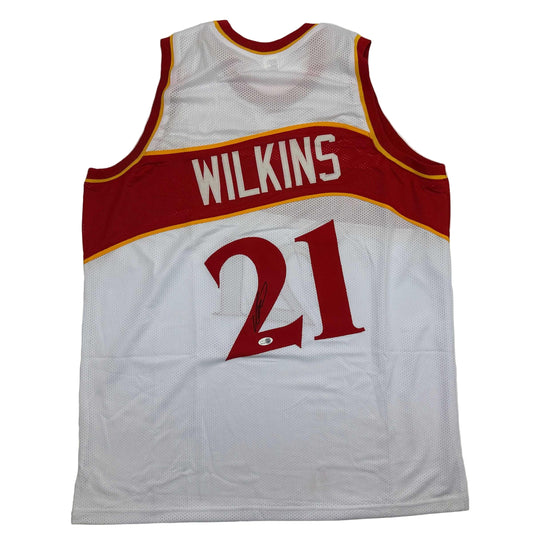 Autographed/Signed Dominique Wilkins Atlanta White Basketball Jersey JSA COA - Sport Cards