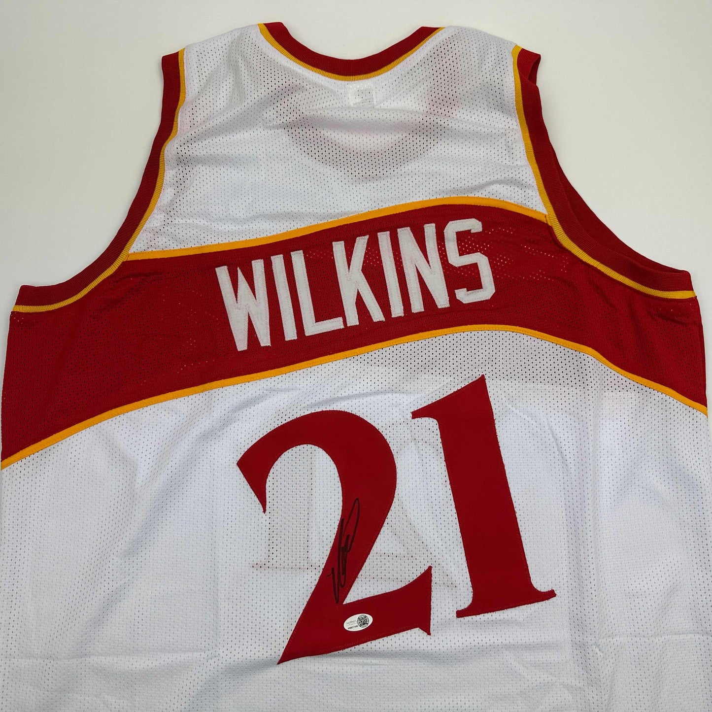 Autographed/Signed Dominique Wilkins Atlanta White Basketball Jersey JSA COA - Sport Cards