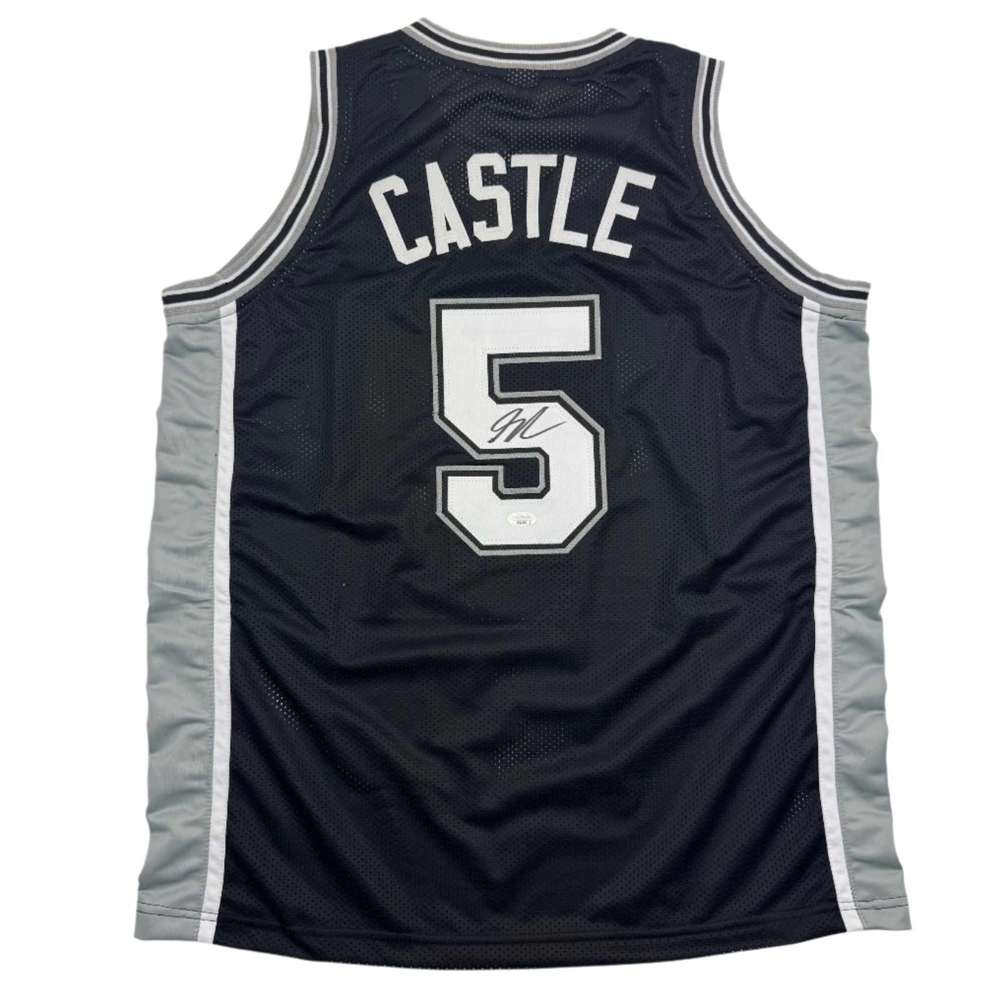 Autographed/Signed Stephon Castle San Antonio Black Basketball Jersey JSA COA - Sport Cards