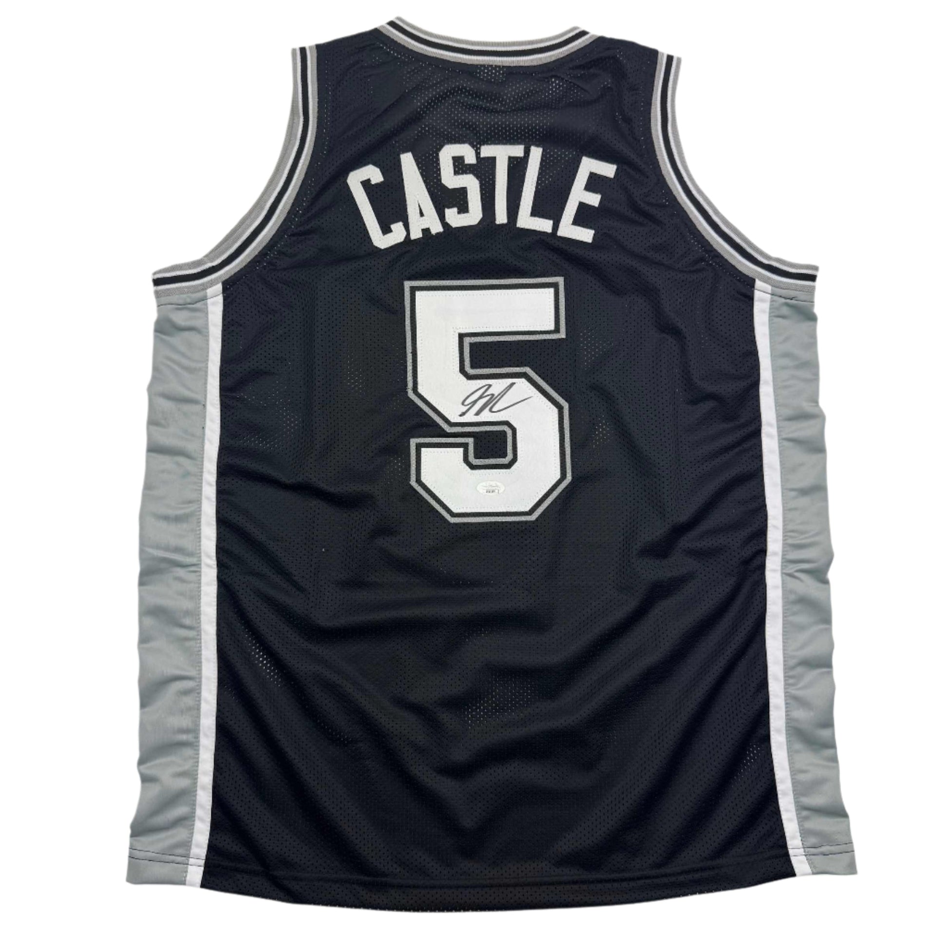 Autographed/Signed Stephon Castle San Antonio Black Basketball Jersey JSA COA - Sport Cards