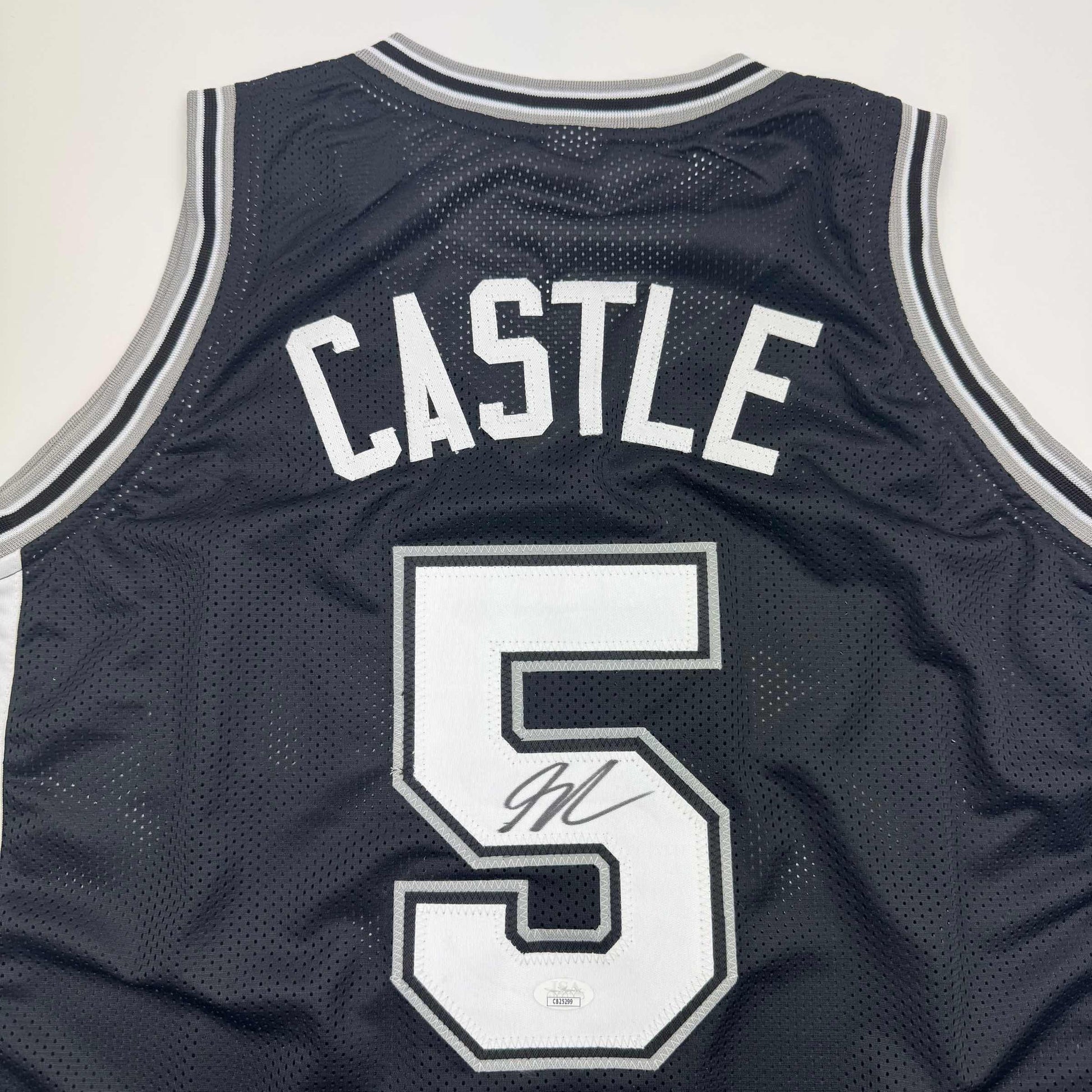 Autographed/Signed Stephon Castle San Antonio Black Basketball Jersey JSA COA - Sport Cards