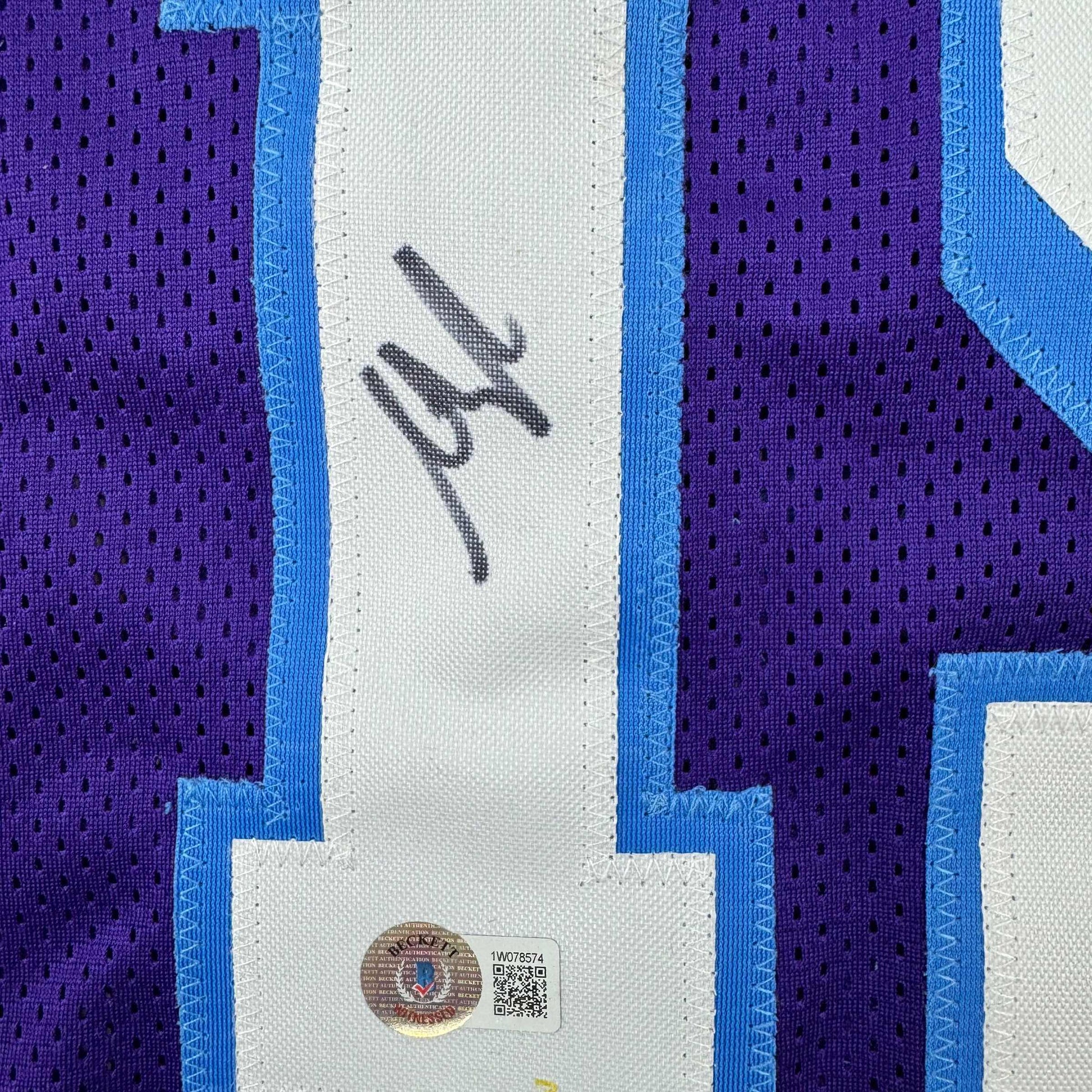 Autographed/Signed Austin Reaves Los Angeles LA Purple City Edition Basketball Jersey Beckett BAS COA - Sport Cards