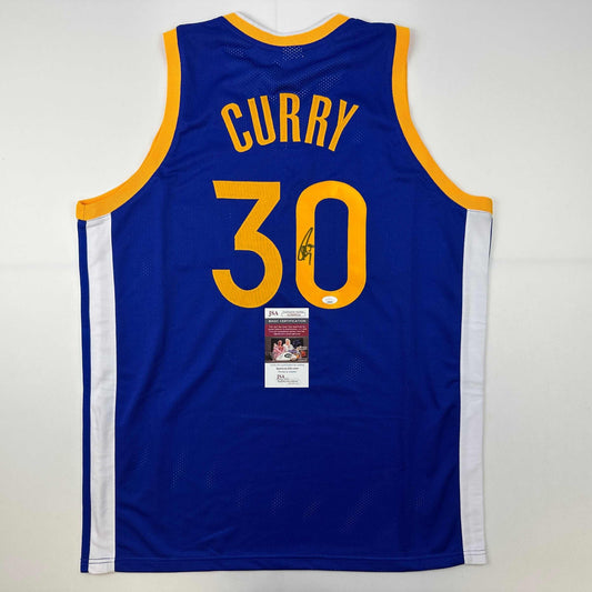 Autographed/Signed Stephen Steph Curry Golden State Blue Basketball Jersey JSA COA - Sport Cards