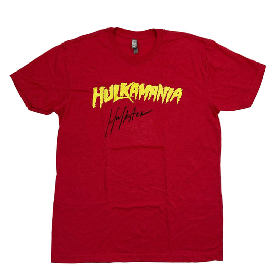Autographed/Signed Hulk Hogan Hulkamania Red WWE Wrestling Shirt T-Shirt Beckett BAS COA