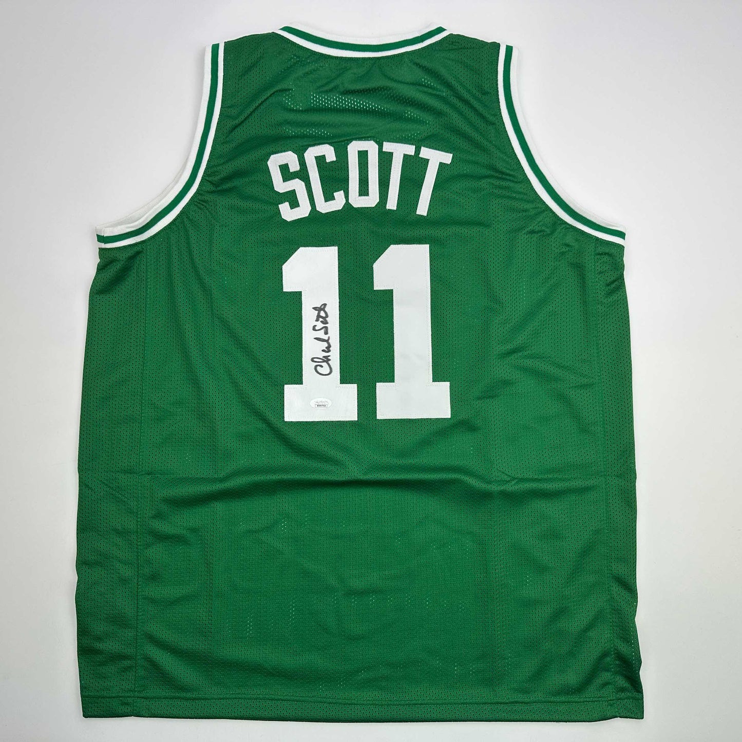 Autographed/Signed Charlie Scott Boston Green Basketball Jersey JSA COA - Sport Cards