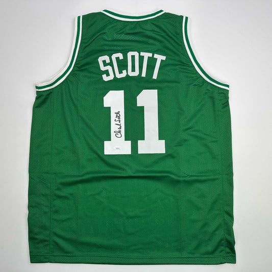 Autographed/Signed Charlie Scott Boston Green Basketball Jersey JSA COA - Sport Cards
