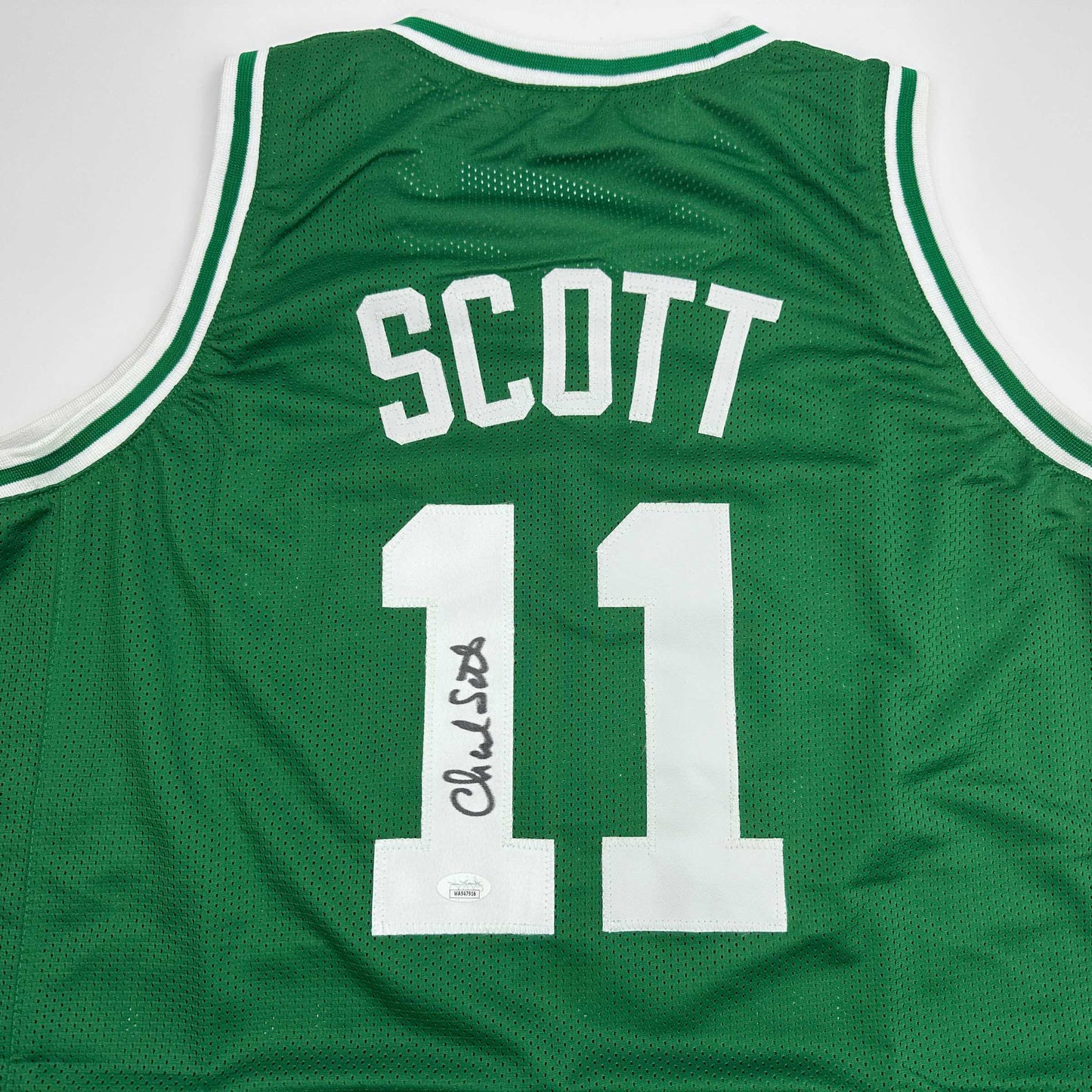 Autographed/Signed Charlie Scott Boston Green Basketball Jersey JSA COA - Sport Cards