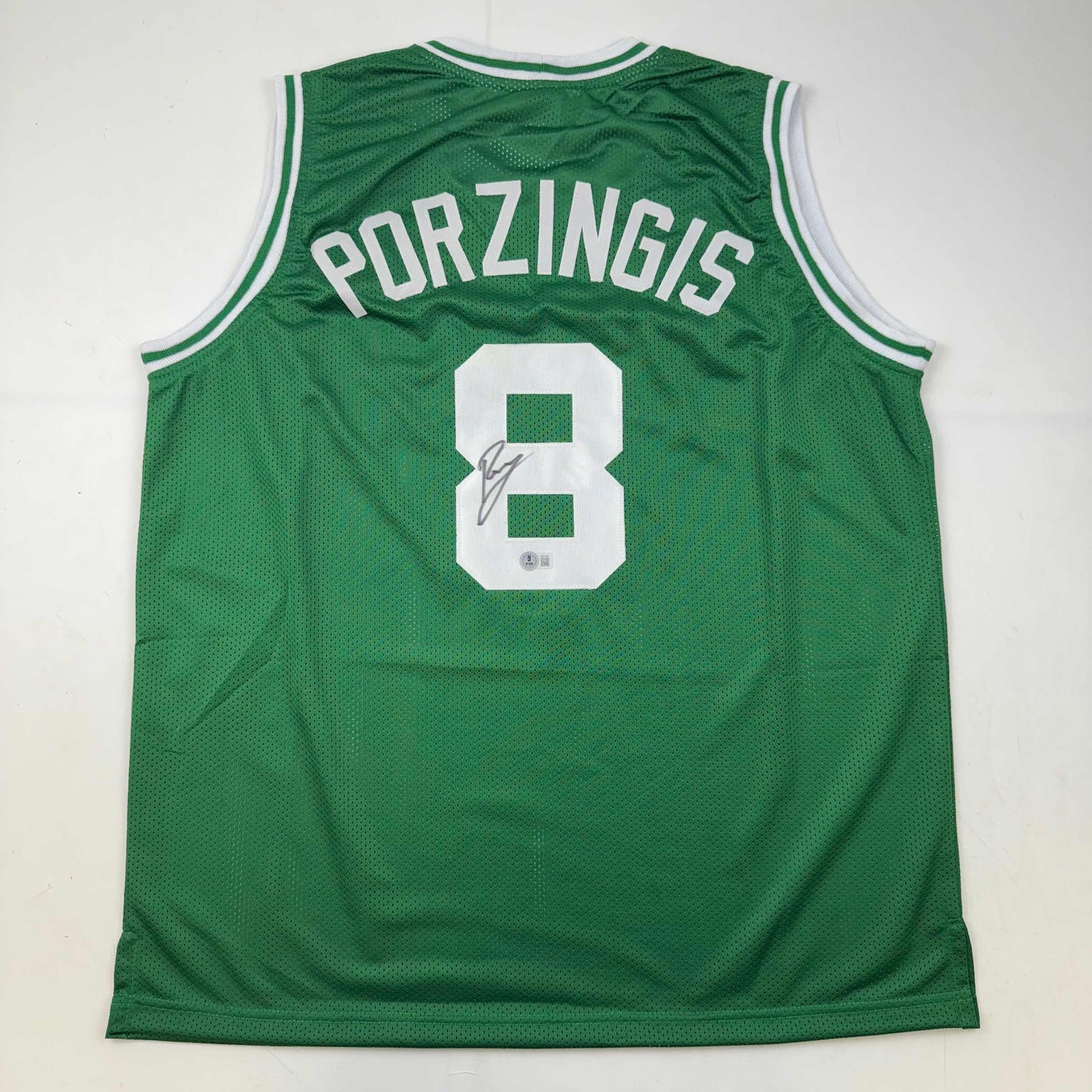 Autographed/Signed Kristaps Porzingis Boston Green Basketball Jersey JSA COA - Sport Cards