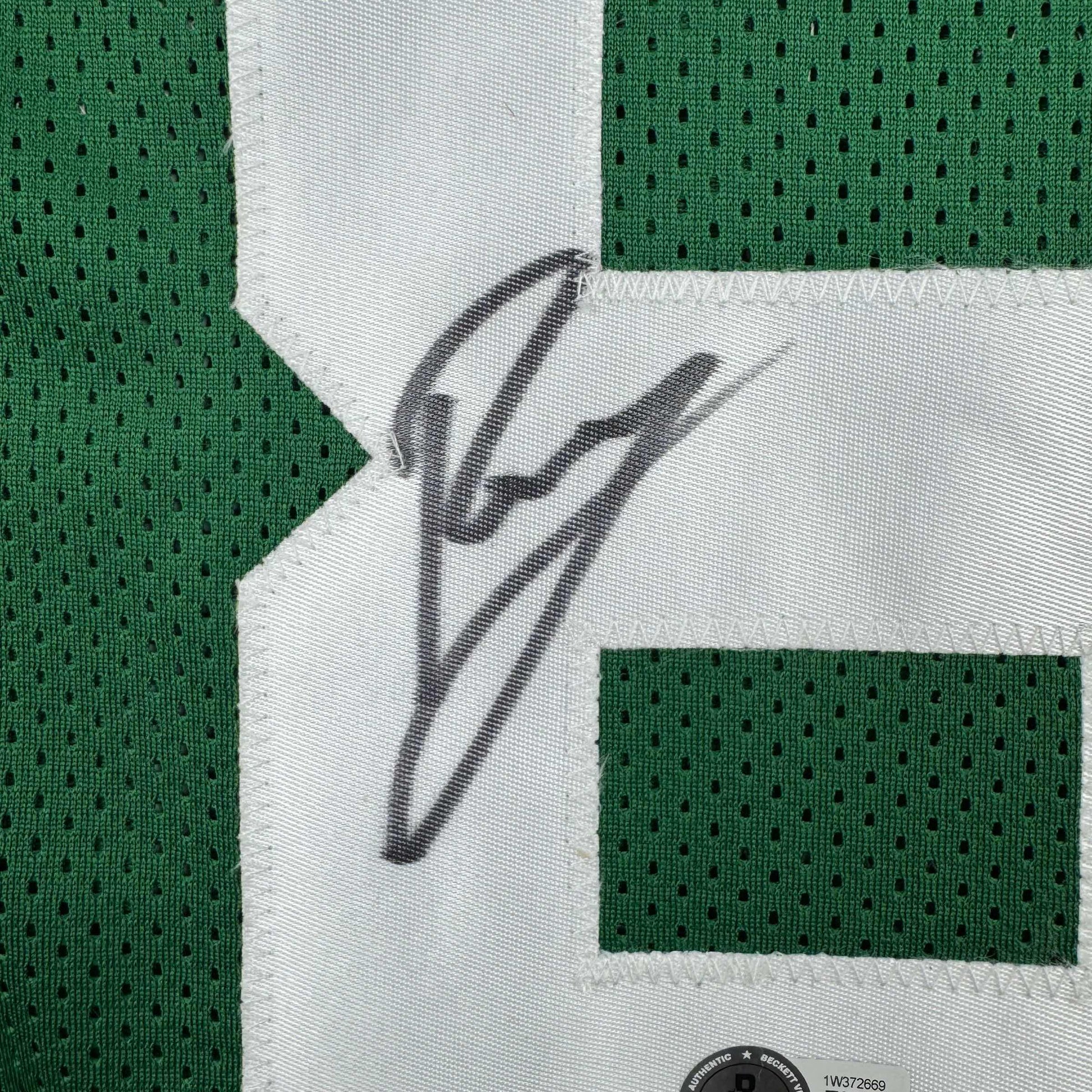 Autographed/Signed Kristaps Porzingis Boston Green Basketball Jersey JSA COA - Sport Cards