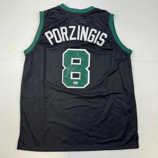 Autographed/Signed Kristaps Porzingis Boston Black Basketball Jersey JSA COA - Sport Cards
