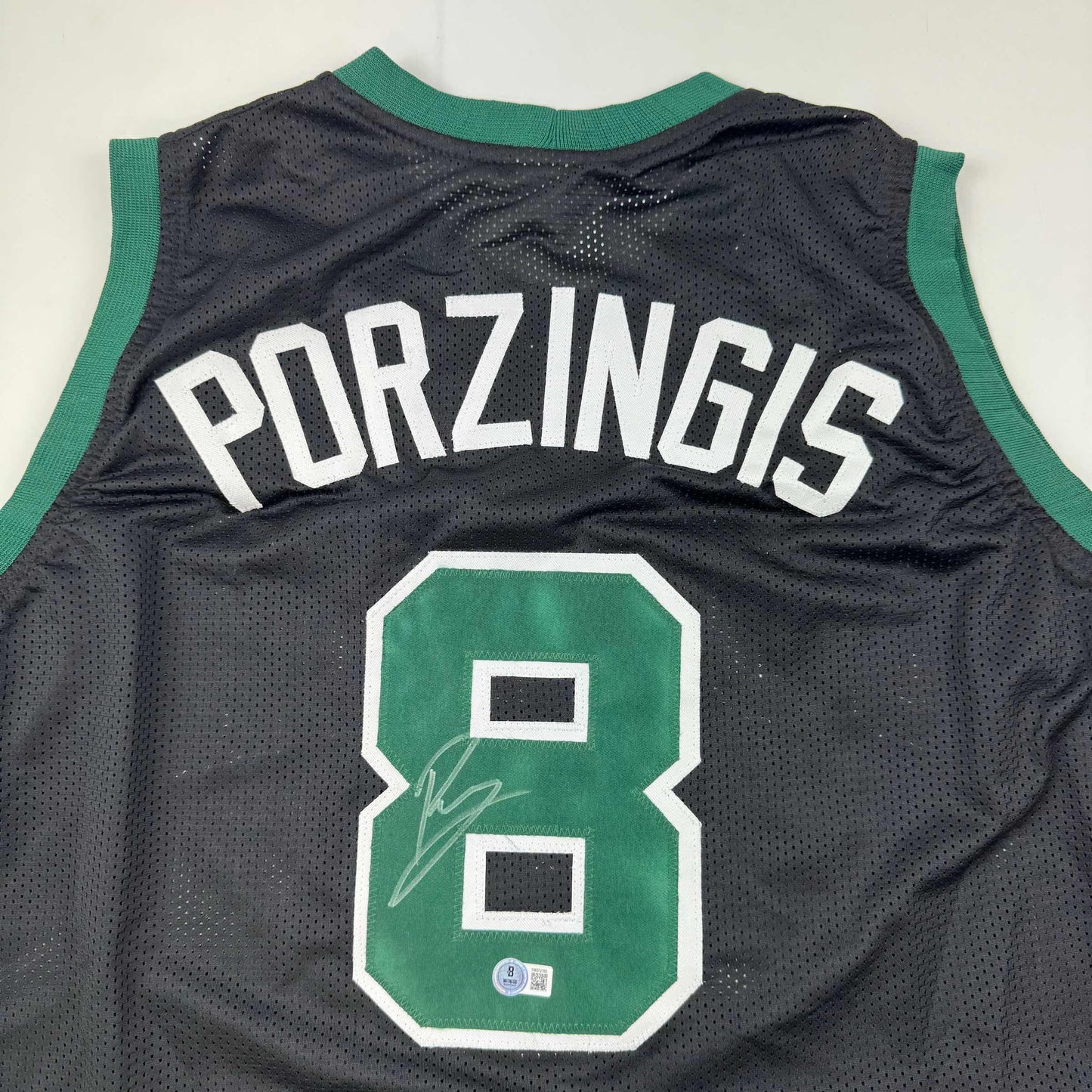 Autographed/Signed Kristaps Porzingis Boston Black Basketball Jersey JSA COA - Sport Cards
