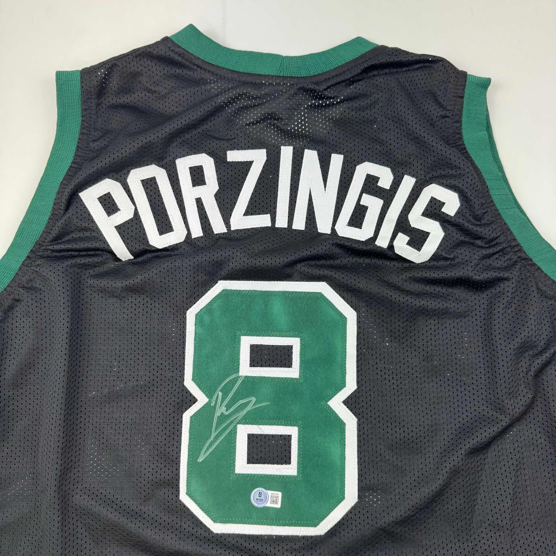 Autographed/Signed Kristaps Porzingis Boston Black Basketball Jersey JSA COA - Sport Cards
