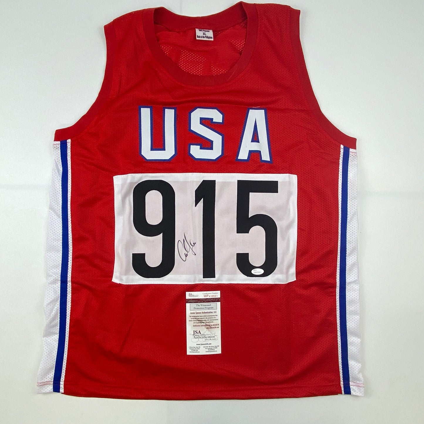 Autographed/Signed Carl Lewis Track Star United States USA Olympics Jersey JSA COA - Sport Cards