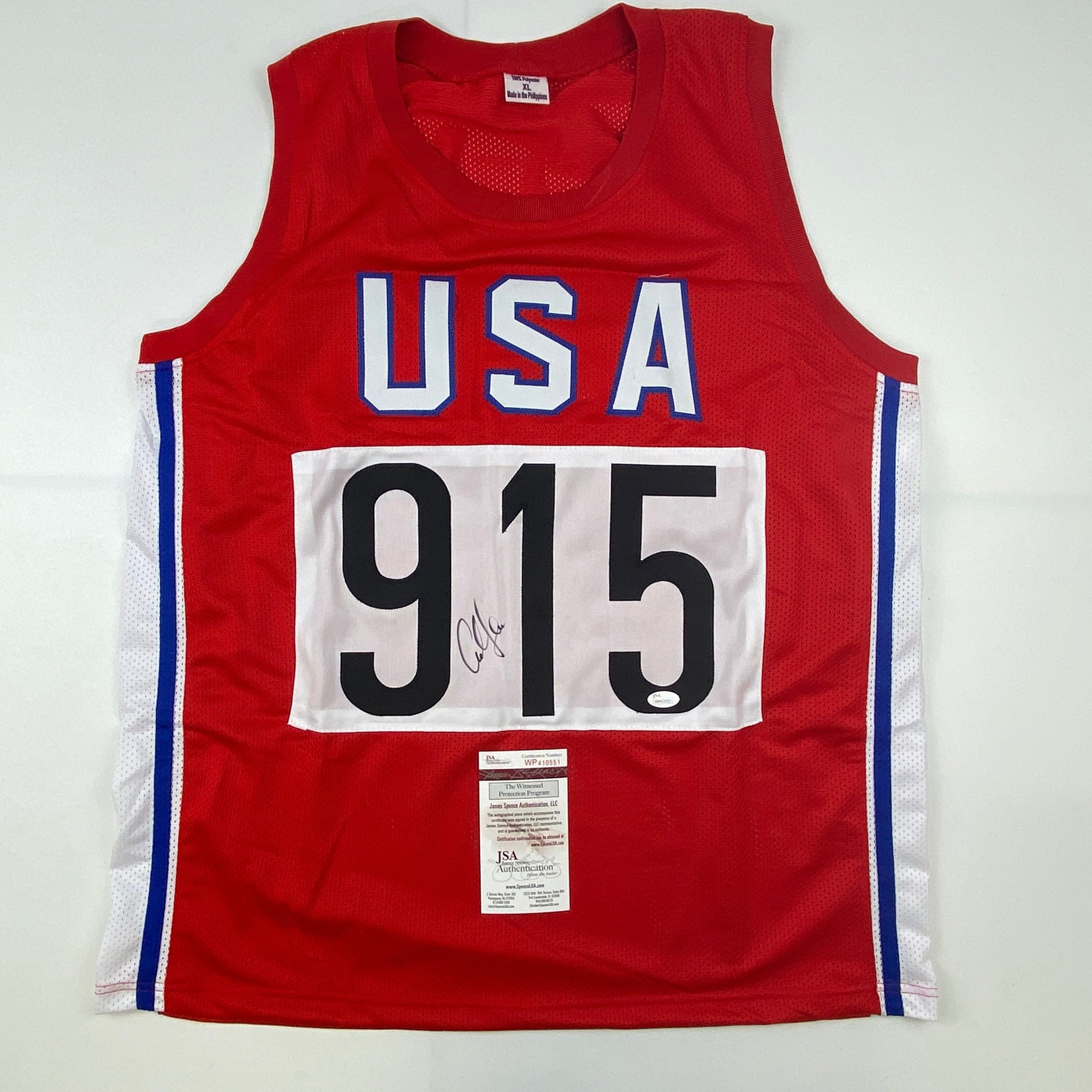 Autographed/Signed Carl Lewis Track Star United States USA Olympics Jersey JSA COA - Sport Cards
